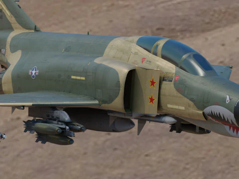F4 Phantom2 - 4 different Changeble textures- Fully Rigged - Changable Decal-Text 3D Model