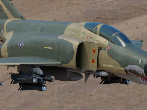 F4 Phantom2 - 4 different Changeble textures- Fully Rigged - Changable Decal-Text 3D Model