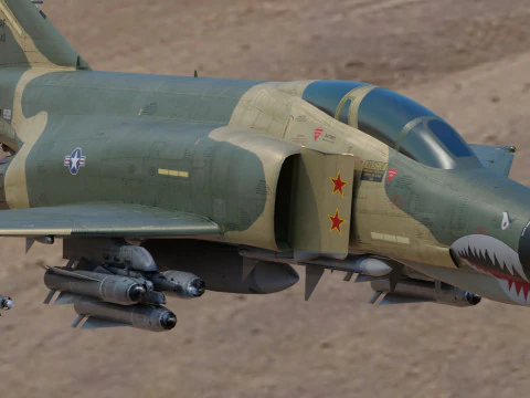 F4 Phantom2 - 4 different Changeble textures- Fully Rigged - Changable Decal-Text 3D Model