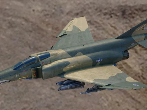 F4 Phantom2 - 4 different Changeble textures- Fully Rigged - Changable Decal-Text 3D Model