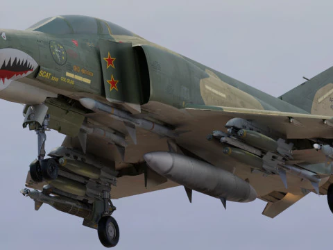 F4 Phantom2 - 4 different Changeble textures- Fully Rigged - Changable Decal-Text 3D Model