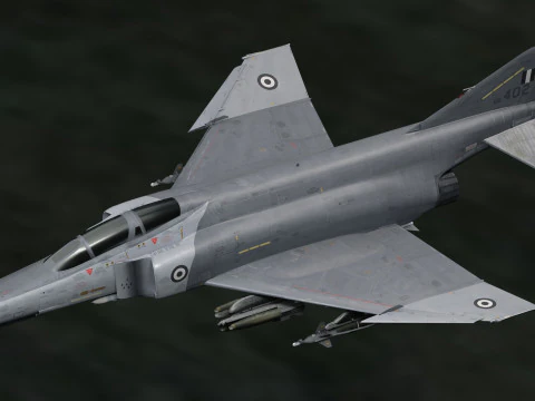 F4 Phantom2 - 4 different Changeble textures- Fully Rigged - Changable Decal-Text 3D Model