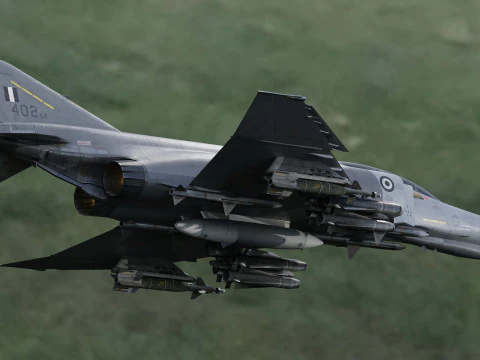 F4 Phantom2 - 4 different Changeble textures- Fully Rigged - Changable Decal-Text 3D Model