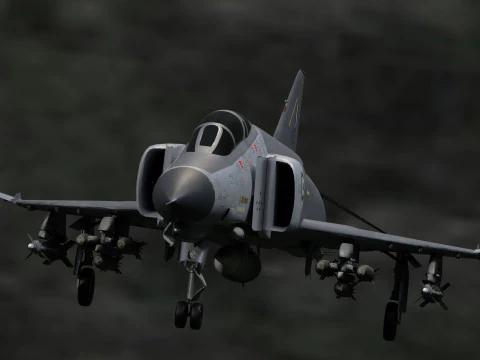 F4 Phantom2 - 4 different Changeble textures- Fully Rigged - Changable Decal-Text 3D Model