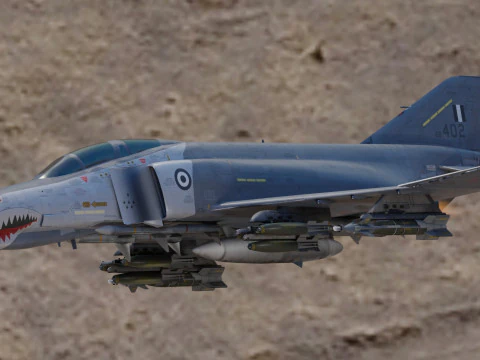 F4 Phantom2 - 4 different Changeble textures- Fully Rigged - Changable Decal-Text 3D Model