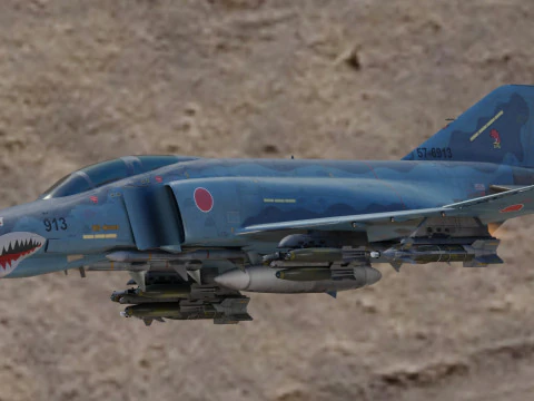 F4 Phantom2 - 4 different Changeble textures- Fully Rigged - Changable Decal-Text 3D Model