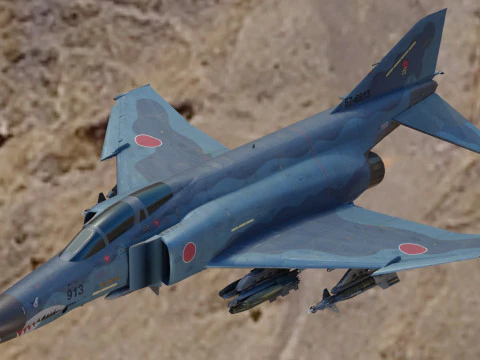 F4 Phantom2 - 4 different Changeble textures- Fully Rigged - Changable Decal-Text 3D Model