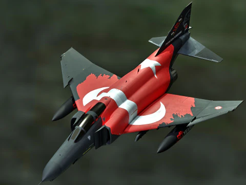 F4 Phantom2 - 4 different Changeble textures- Fully Rigged - Changable Decal-Text 3D Model