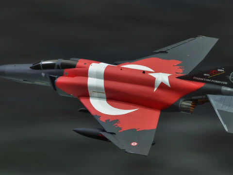 F4 Phantom2 - 4 different Changeble textures- Fully Rigged - Changable Decal-Text 3D Model