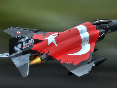 F4 Phantom2 - 4 different Changeble textures- Fully Rigged - Changable Decal-Text 3D Model
