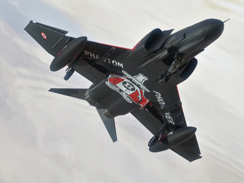 F4 Phantom2 - 4 different Changeble textures- Fully Rigged - Changable Decal-Text 3D Model