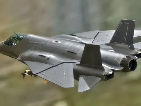 Jet da caccia personalizzato - Completamente attrezzato - Decalcomania e testo modificabili Modello 3D