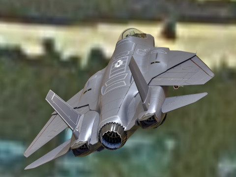Custom Fighter Jet - Fully Rigged - Changable Decal and Text Model 3D