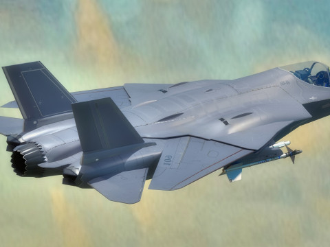 Custom Fighter Jet - Fully Rigged - Changable Decal and Text Model 3D