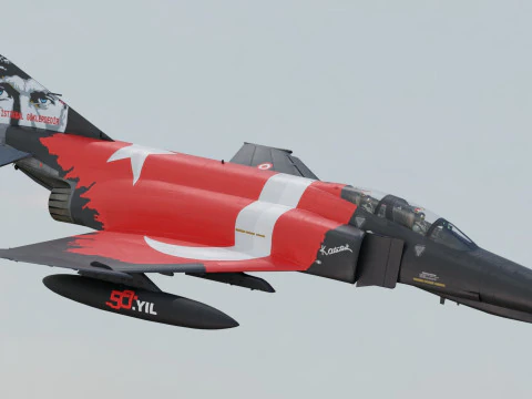 F4 Phantom 2 Turqu&iacute;a-Con cabina-Totalmente equipado-Alta resoluci&oacute;n Modelo 3D