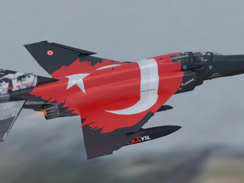 F4 Phantom 2 Turqu&iacute;a-Con cabina-Totalmente equipado-Alta resoluci&oacute;n Modelo 3D