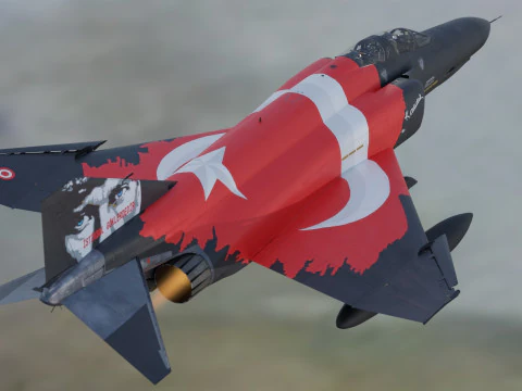 F4 Phantom 2 Turqu&iacute;a-Con cabina-Totalmente equipado-Alta resoluci&oacute;n Modelo 3D