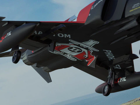 F4 Phantom 2 Turqu&iacute;a-Con cabina-Totalmente equipado-Alta resoluci&oacute;n Modelo 3D