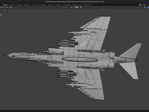 F4 Phantom 2 Turqu&iacute;a-Con cabina-Totalmente equipado-Alta resoluci&oacute;n Modelo 3D
