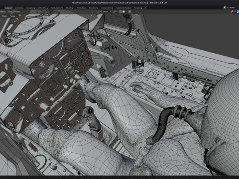 F4 Phantom 2 Forest-Con cabina-Totalmente equipado-Alta resoluci&oacute;n Modelo 3D