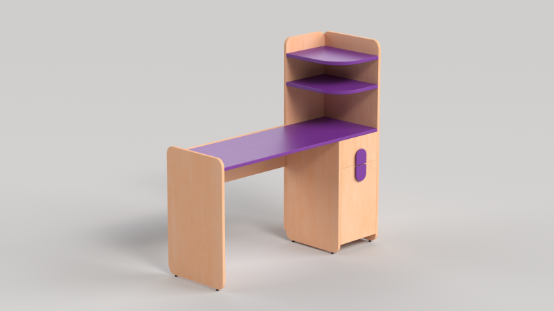 Table 12 Study Table for Students with Storage and Shelves 3D 模型 .c4d .max .obj .3ds .fbx .stl .blend 