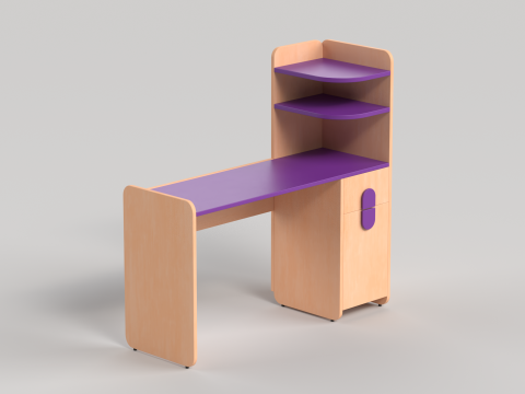 Table 12 Study Table for Students with Storage and Shelves 3D 모델