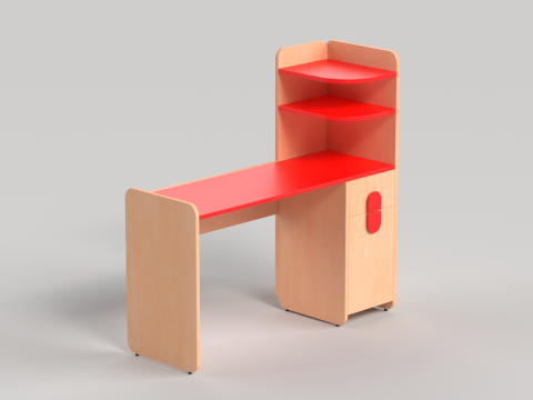 Table 12 Study Table for Students with Storage and Shelves 3D 模型