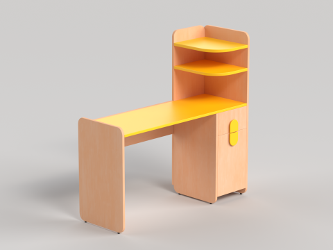 Table 12 Study Table for Students with Storage and Shelves 3D 模型