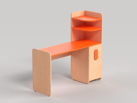 Table 12 Study Table for Students with Storage and Shelves 3D 模型