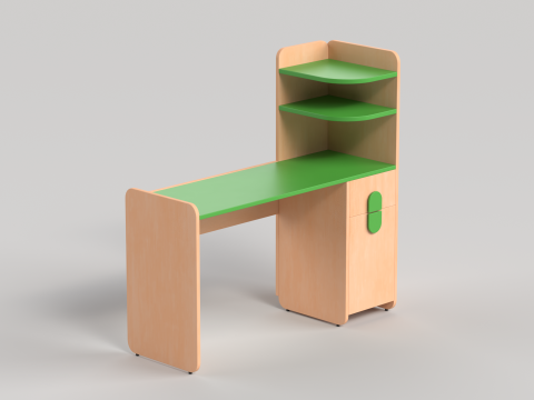 Table 12 Study Table for Students with Storage and Shelves 3D 模型