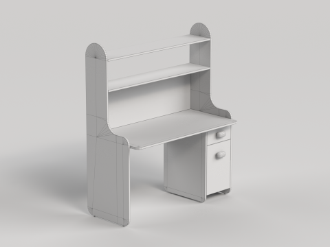 Table 14 Study Table with Storage Cabinet and Shelves 3D Model
