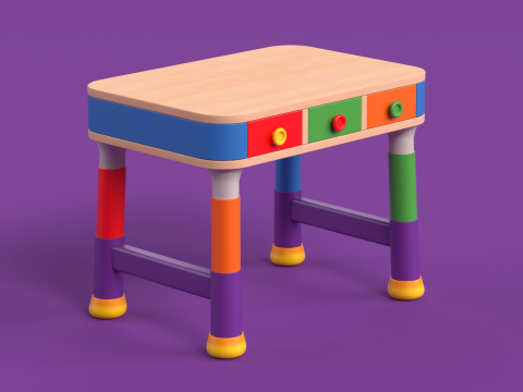 Table 15 Study Table for Kids with Storage 3Dモデル
