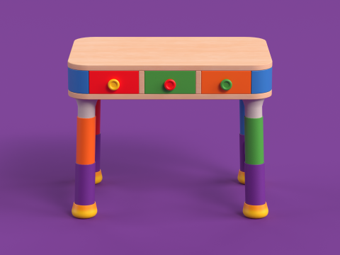 Table 15 Study Table for Kids with Storage 3D Модель
