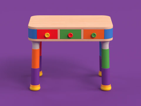 Table 15 Study Table for Kids with Storage 3D Model