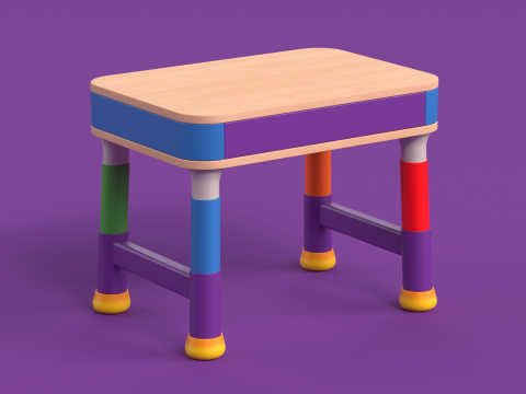 Table 15 Study Table for Kids with Storage 3D Модель