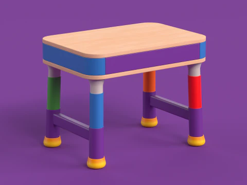 Table 15 Study Table for Kids with Storage 3D Model