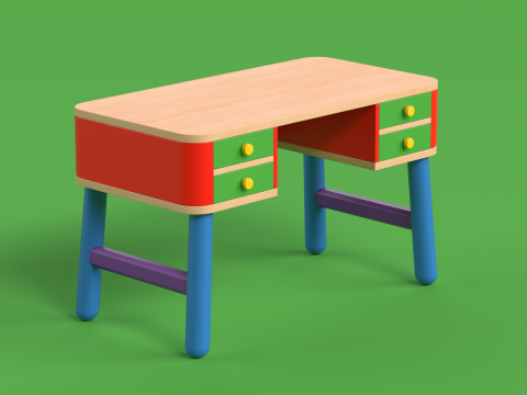 Table 16 Study Table for Kids with Storage 3Dモデル