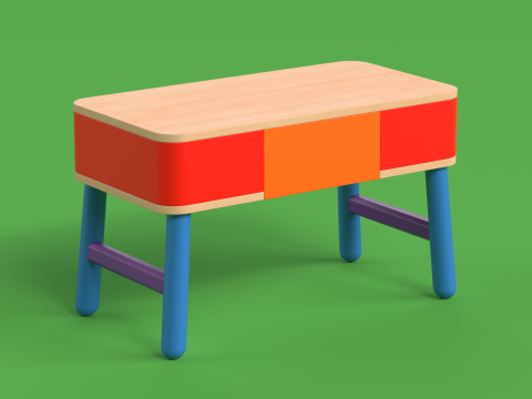 Table 16 Study Table for Kids with Storage 3D 模型