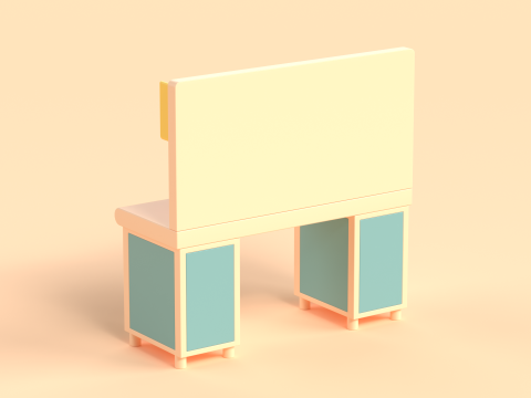 Table 17 Study Table with Storage Cabinet and Shelves 3D Model