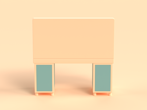 Table 17 Study Table with Storage Cabinet and Shelves 3D Model