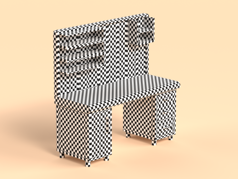 Table 17 Study Table with Storage Cabinet and Shelves 3D Model