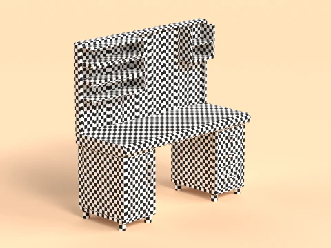 Table 17 Study Table with Storage Cabinet and Shelves 3D Model