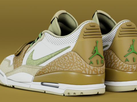Air Legacy 312 Low Golden Moss Alligator Modelo 3D