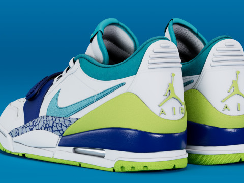 Air Legacy 312 Low Ultramarine Neon Yellow Aquamarine Modelo 3D