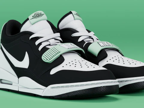 Air Legacy 312 D&uuml;ş&uuml;k Siyah Beyaz Deniz Mavisi Renk Tonu 3D Model