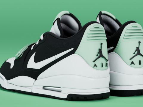 Air Legacy 312 Low Black White Teal Tint 3D Model