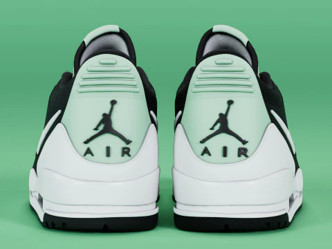 Air Legacy 312 Low Black White Teal Tint 3D Model