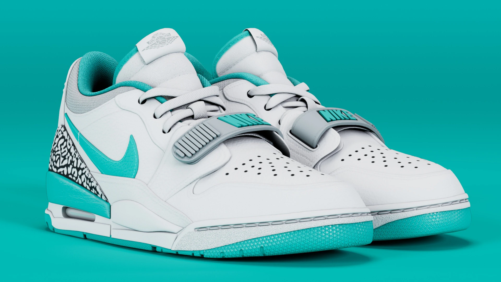Air Legacy 312 Low White Turquoise 3D Model .c4d .max .obj .3ds .fbx .stl .blend 