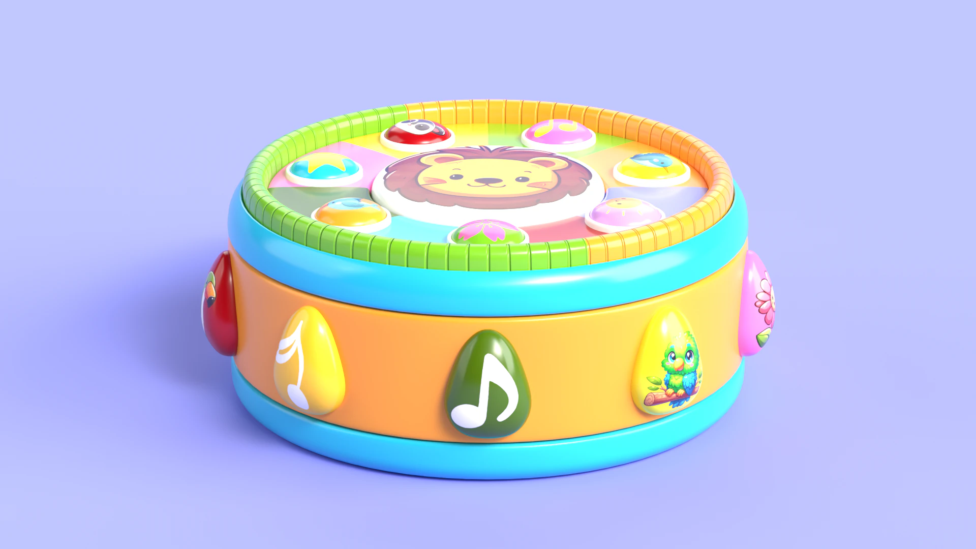 Toy 1 Drum Music Toy for kids 3D Model .c4d .max .obj .3ds .fbx .stl .blend 