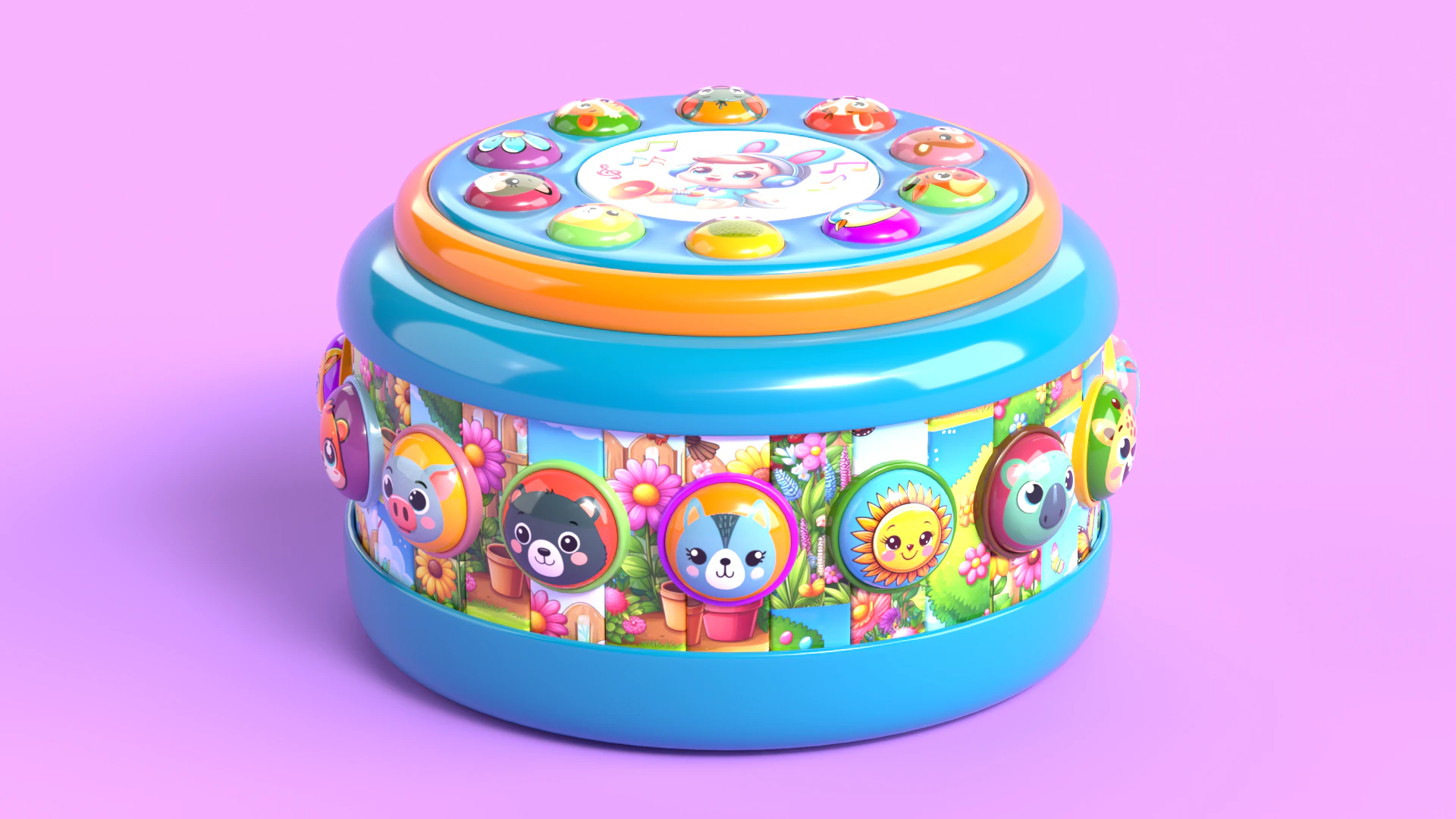 Toy 2 Drum Music Toy for kids 3D Model .c4d .max .obj .3ds .fbx .stl .blend 
